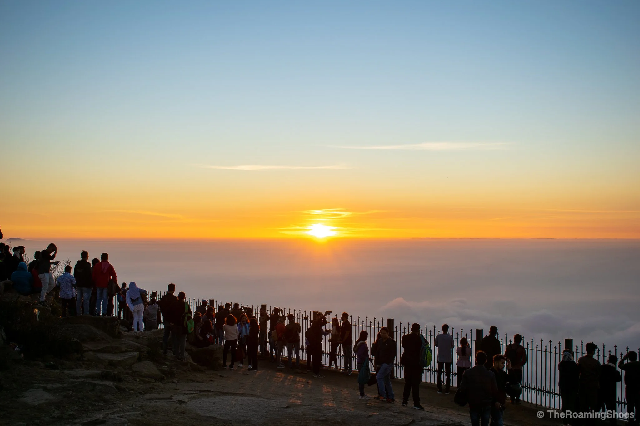 Nandi Hills sunrise view over the clouds near Bangalore