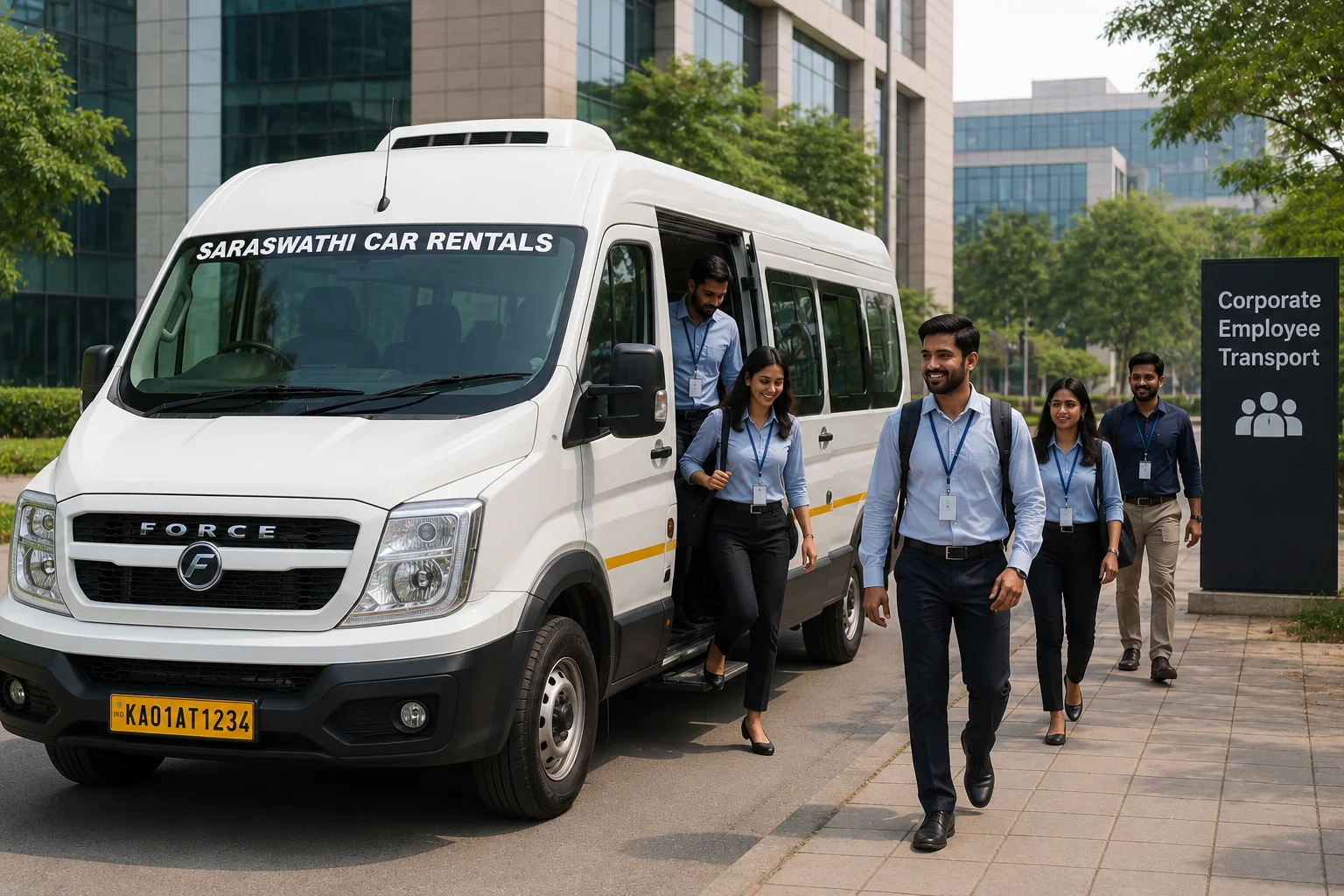Force Urbania corporate employee transport Bangalore IT parks